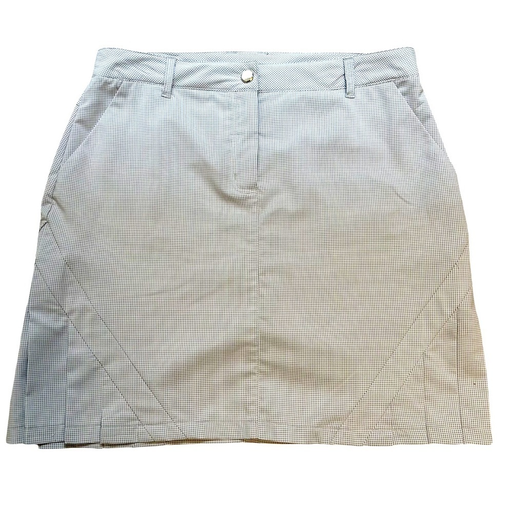 N’Vo | Checkered Golf Skort with Pleats | White, Gray | Size 10